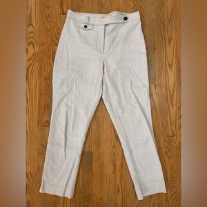 Anthropologie Women's The Essential Slim Light Blue Linen Feel Cotton Trousers